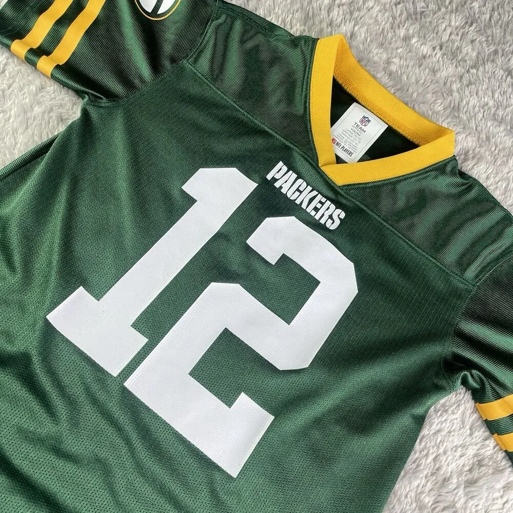 Aaron Rodgers Green Bay Packers Jersey Youth Large Green NFL Football Retro